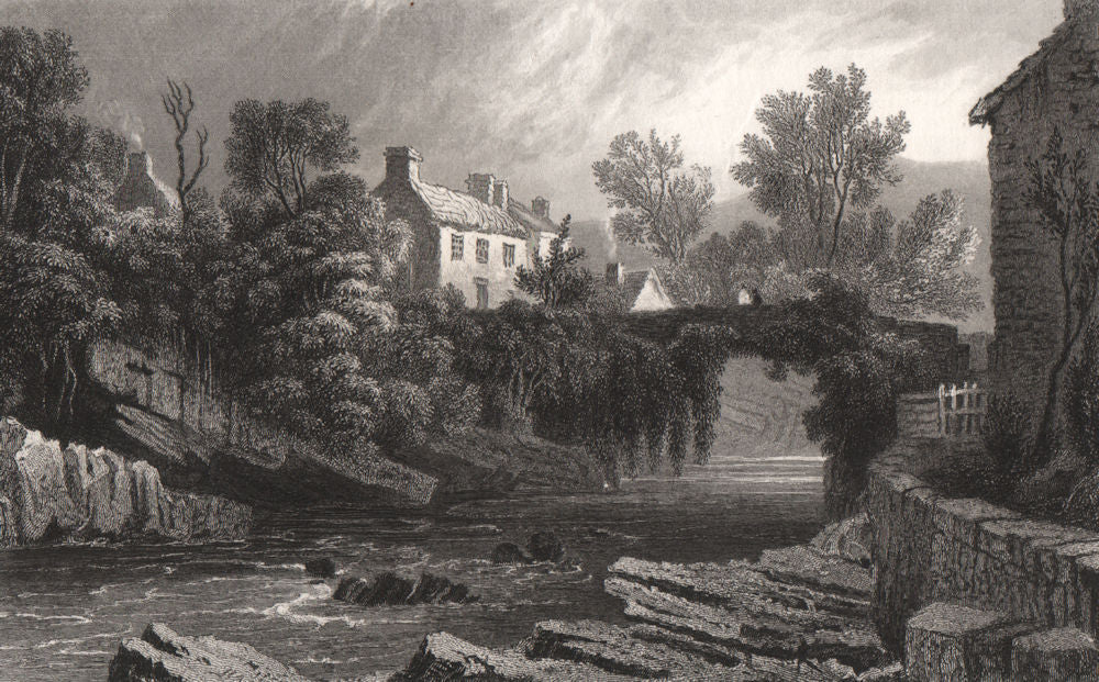 Pontneddfechan , Breconshire, Wales, by Henry Gastineau 1835 old antique print